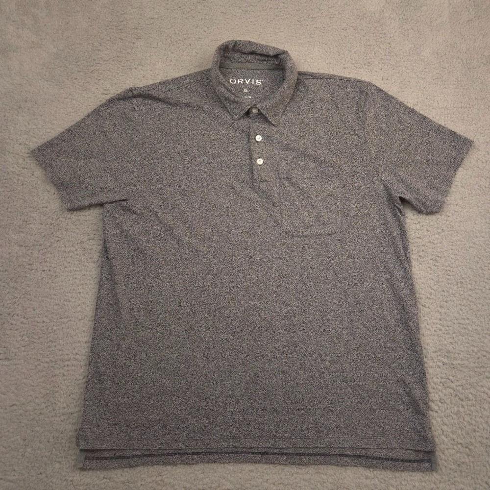 Orvis Men XL‎ Pima Cotton DryTex Polo Shirt Heather Gray Pocket Peru